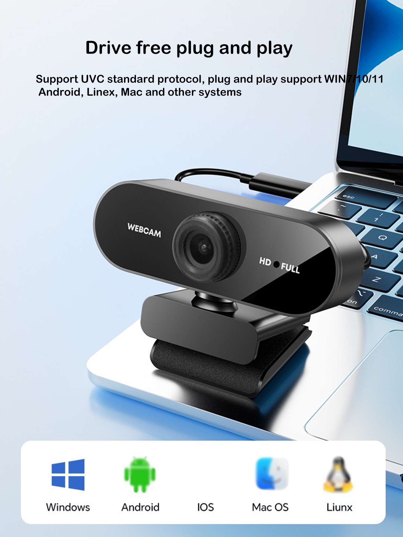 - webcam usb hd di grado 1080p (con microfono integrato), adatta per computer portatili e desktop