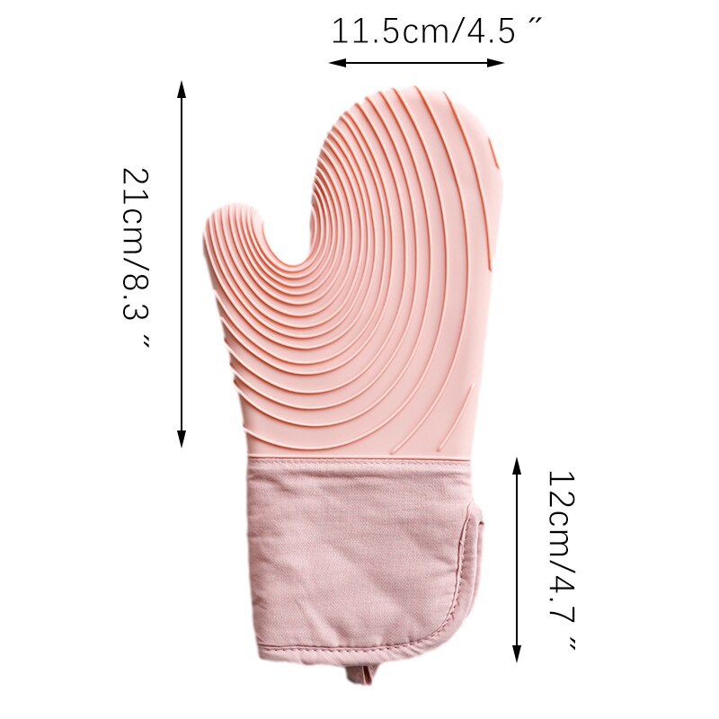 Kitchen Oven Mitts Anti-Scalding Potholder Thicken Silicone Baking Gloves Household Heat Insulation Golves Kitchen Accessories: pink