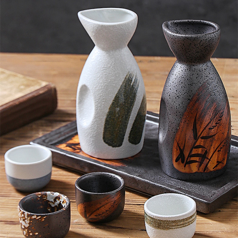 Sake Set Japanese Traditional Japanese Sake Cup Set Hand Painted Porcelain Pottery Ceramic Cups Crafts Wine Glasses
