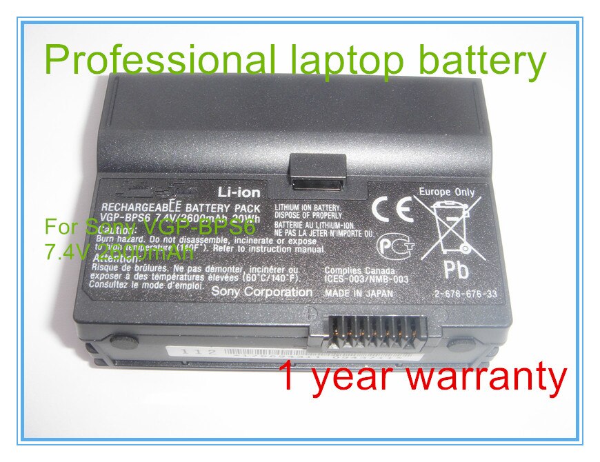 Original 7.4V 2600mAh for VPG-BPL6 BPS6 VGN-UX91S UX71 UX37CN laptop battery