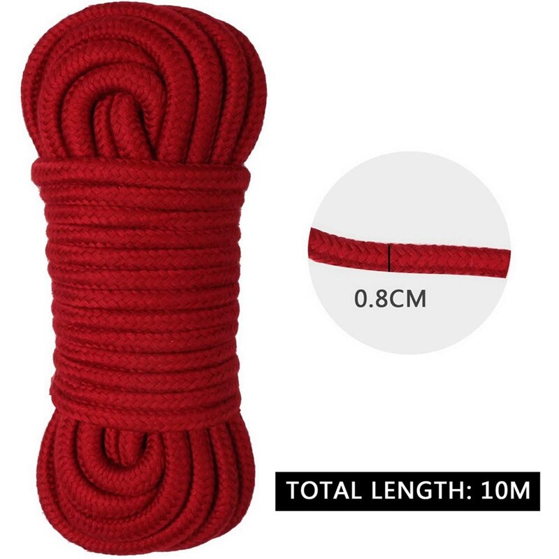 4 Pcs Red Cotton Rope, 8Mm Multi Purpose Strong Soft Tying Cord For Camping Gardening Boating Crafting, 10M/33Ft