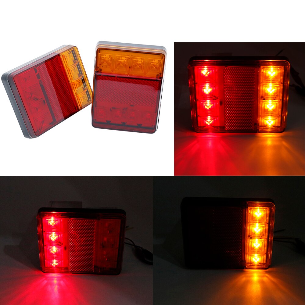 2x 12v trailer lastbil campingvogn 8 led baglygte baglygte blinklys bremse stoplygte nummerpladelys bag bakgear