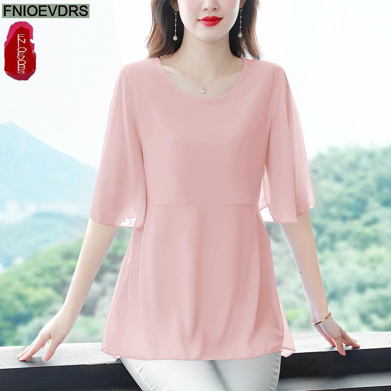 M -4xl lösa kläder kvinnor sommar kortärmade volangskjortor casual chiffong blommig tunika peplum toppar och blusar: M / Rosa