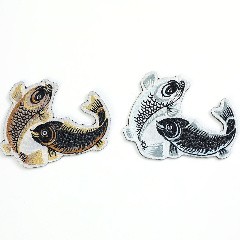 Tilbehør broderiklud klistermærke fisk hjem tekstil patch dekoration 2 farve plet: 5