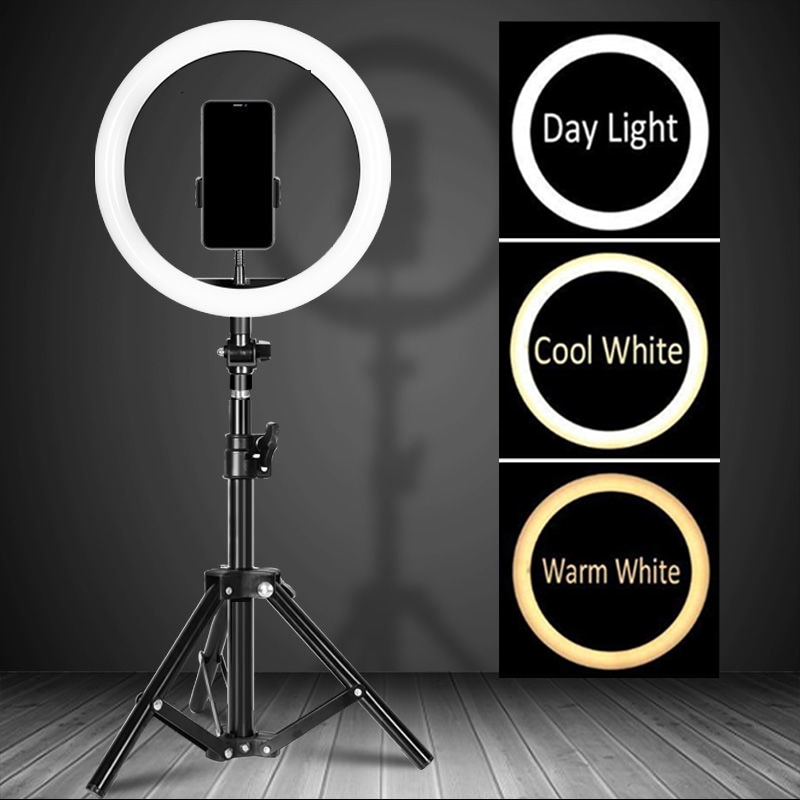 Selfie ring lys med stativ stativ lys kant til mobil cirkulær lampe lys til videooptagelse studie foto lys ringh rong