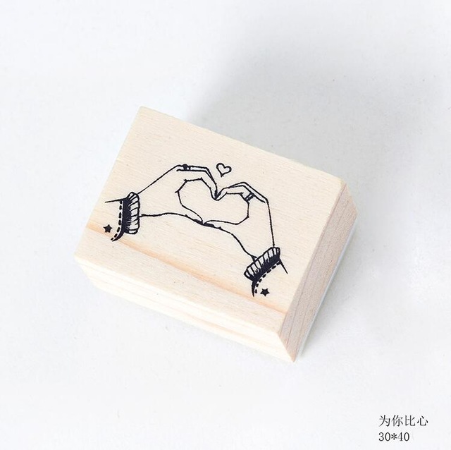 XINAHER-sello de madera con gesto para manualidades, sellos de goma madera, decoración para álbum de recortes diario, sello estándar