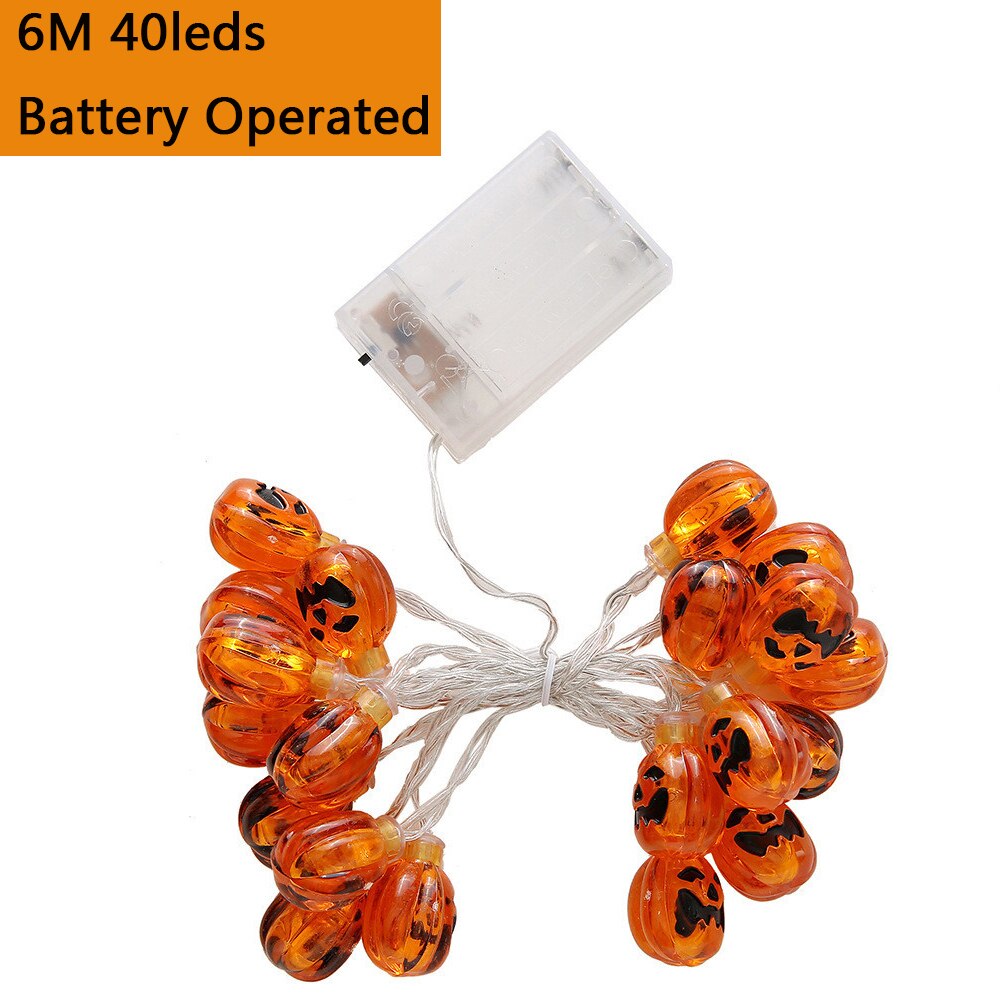 Solar Powered Halloween Acrylic Pumpkin LED String Lights 3D Pumpkin Lights for Xmas Halloween Thanksgiving Fall Decoration: Battery 6M 40leds
