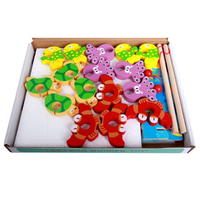 Kids Houten Fishing Game Speelgoed Met Twee Hengels En 3D Puzzel Kinderen Educatief Speelgoed