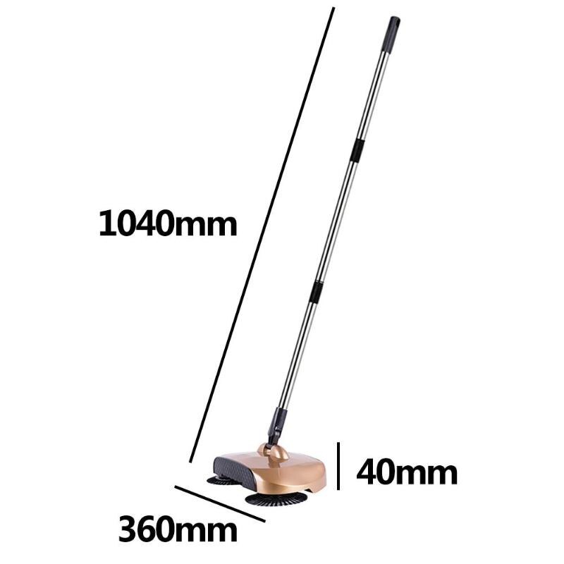 Barredoras de mano ahorradoras de trabajo, máquina barredora con mango de acero inoxidable, recogedor de polvo para escoba mágica, Herramientas de limpieza para el hogar: Gold