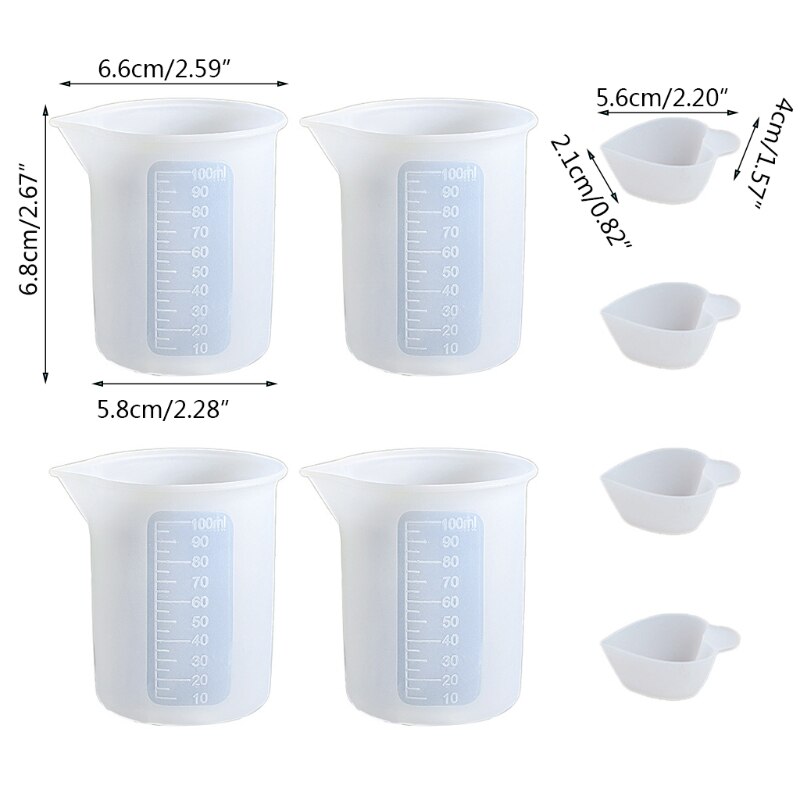 8 Pcs Silicone Measuring Cups Mixing Cup Resin Glue Tools Set UV Epoxy DIY Crafts Jewelry Casting Tools Kit