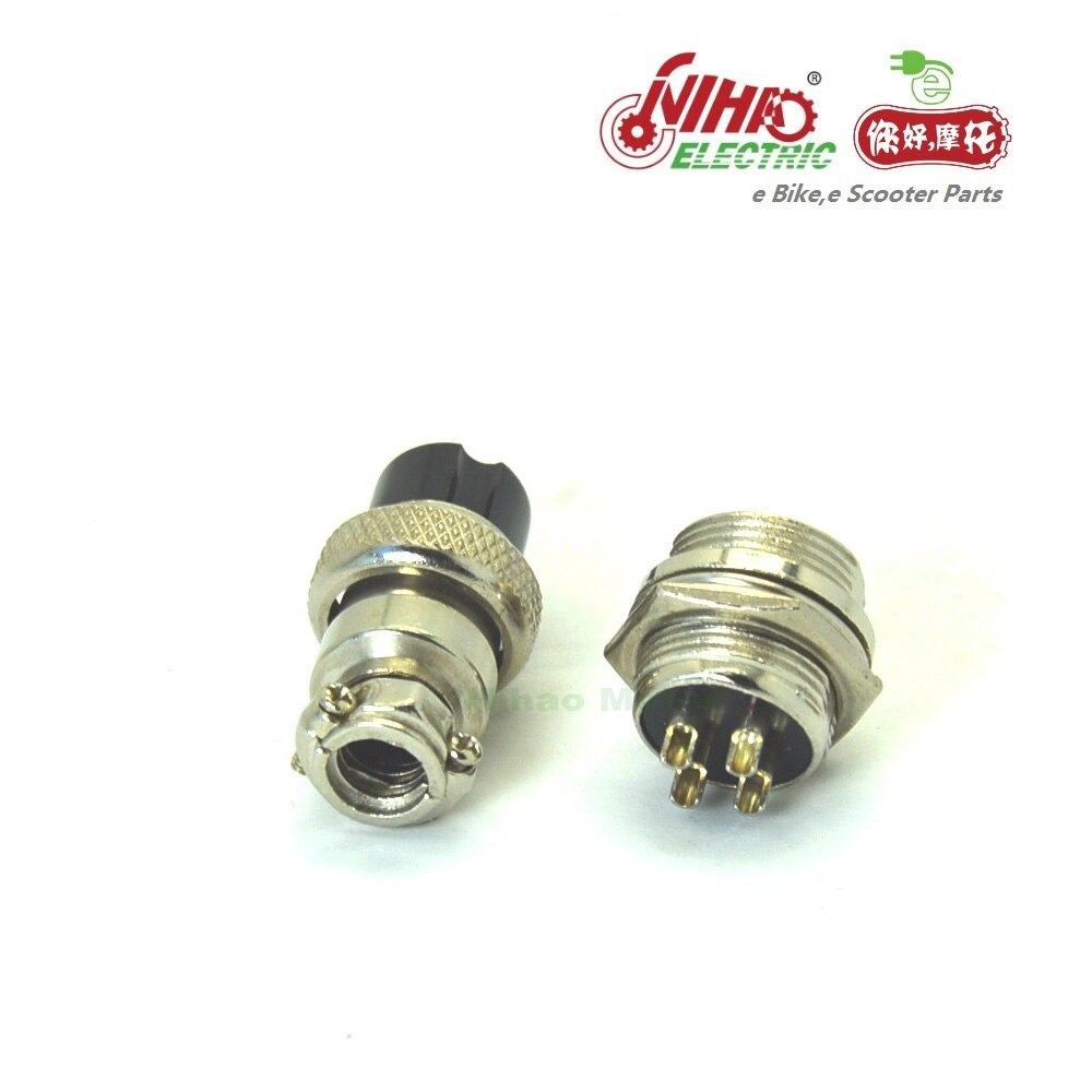 Enchufe/conector hembra de 4 pines/polos para bicicleta eléctrica, 45 E-BIKE, piezas de Motor NIHAO ZTECH