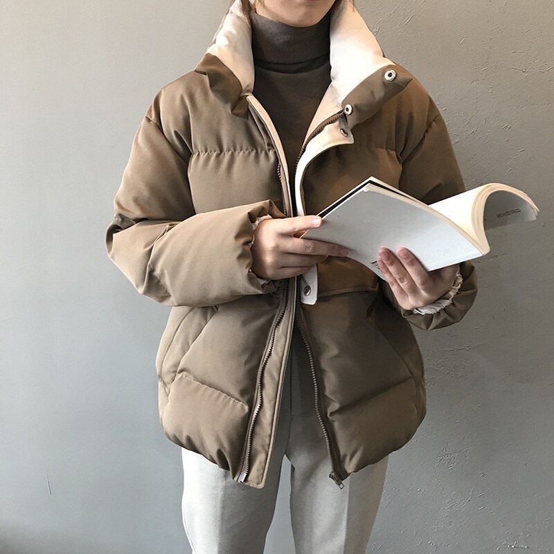 Donsjack Vrouwelijke Jas Parka Vrouwen Winter Jas Parka Dames Losse Opstaande Kraag Dikke Warme Puffer jas Vrouwelijke