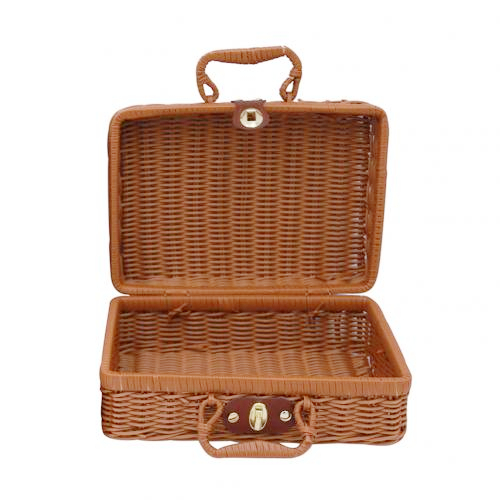 Vintage Draagbare Handgemaakte Rieten Rotan Geweven Mand Make Organizer Picknick Bagage Opslag Mand Custom-Made Hand Cadeau Mand: Dark Coffee