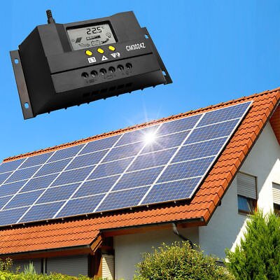 30A 12 V/24 V Solar Controller Regulator Charge Battery Safe Beschermen Met LCD Grafische Scherm Zwart