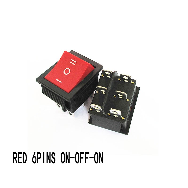 5PCS KCD4 Rocker Switch 2/3 Position 4/6 Pins Electrical Equipment With Light Power Switch Switch 16A 250VAC/ 20A 125V ON-OFF-ON: 6P  ON-OFF-ON RED