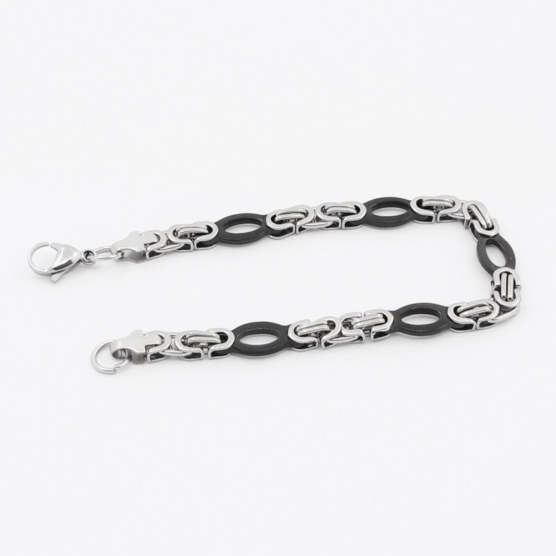 Klassieke titanium stalen zwarte ovale byzantijnse armband voor heren punk sieraden heren armbanden bangles pulsera