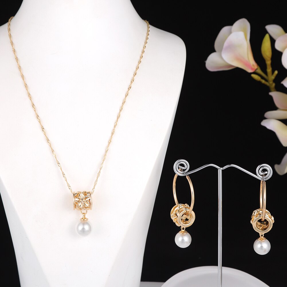 Mode-sieraden Sets Hawaiian Goud Vrouwen Parel Ketting Hoepel Earing Oorbellen Set Ketting Sets Voor Vrouwen Bruiloft Accessoires