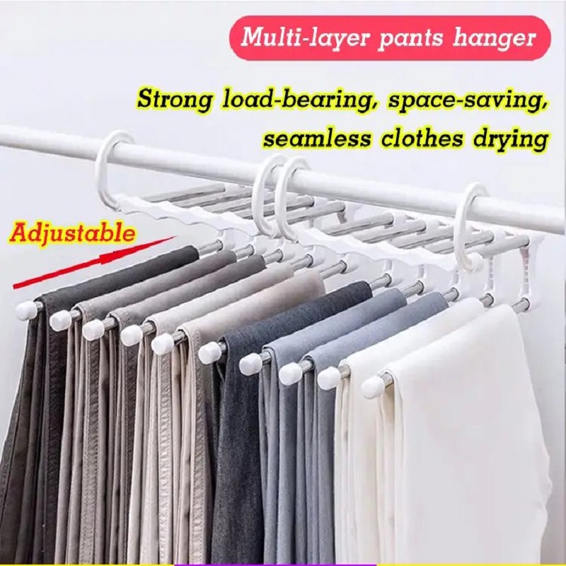 Edelstahl Hosen Gestell Multi-funktionale 5 in1 Magie Aufhänger für hosen Kleiderschrank hosen kleiderbüGel Hosen Lagerung Schrank Hange