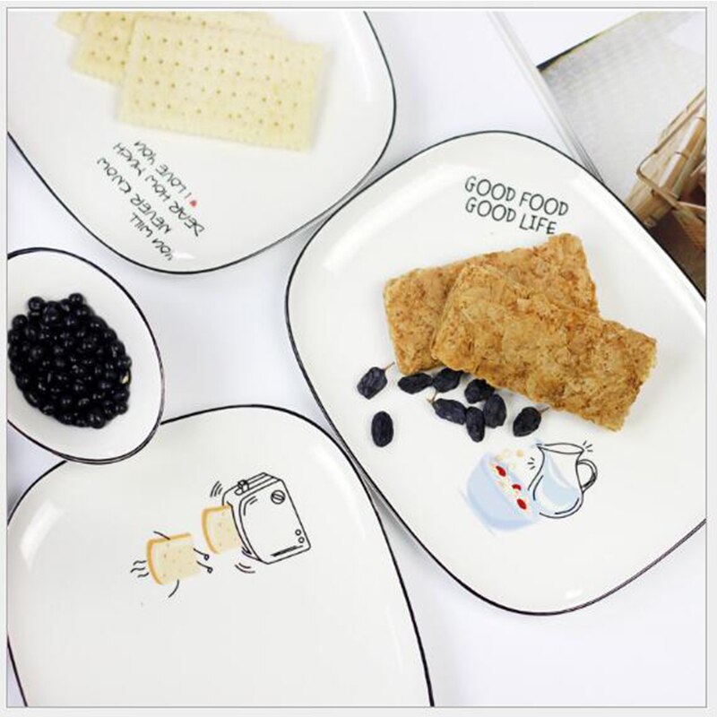 Nordic rectangular fruit salad plate cake dessert plate dish cutlery ceramic Western plate breakfast ceramic plate