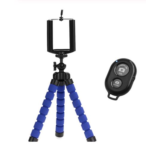 Stativ til telefon bluetooth monopod selfie fjernbetjening stick til smartphone iphone stativ til mobiltelefon holder: Blå stativ fjernbetjening