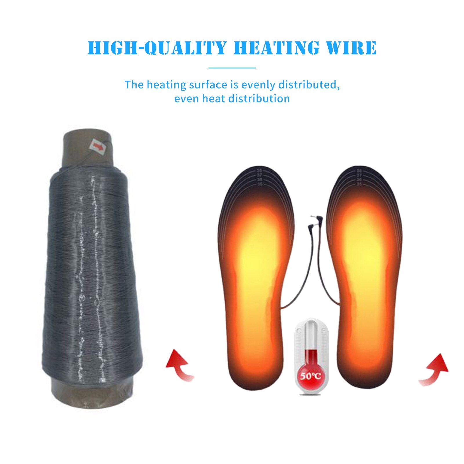 Men Women Heated Insoles USB Rechargeable Winter Warm Heated Insoles Lightweight Electric Warm Insoles for Outdoor Size 5.5-9.5