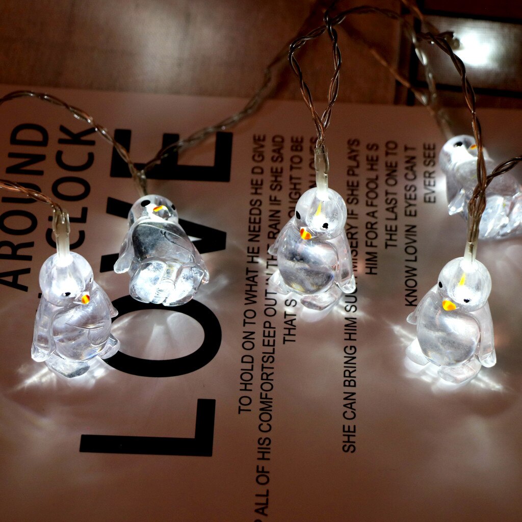 Penguin Animal Shape String Lights 10 LED 1.65M Hanging Lamp Christmas Decorations for Home Merry Christmas Year Decoration: White
