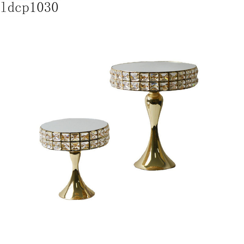 High-end Metal Mirror Cake Stand Wedding Dessert Table Crystal Cake Table Decoration Glass Fruit Plate Pastry Display Plate