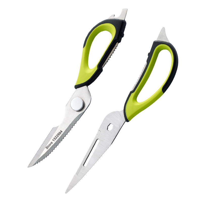 Multifunctionele Keuken Schaar Roestvrij Staal Schaar Multipurpose Scharen PLUS Knoflookpers Dunschiller Opener Schraper 7in1 Purpose