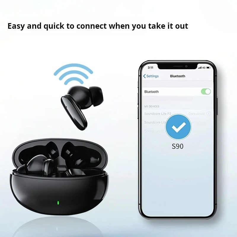 S90 Wireless Bluetooth Headset In-Ear HiFI Stereo Earphone Wireless Sport Earbuds Built-in Mic Headphones For xiaomi