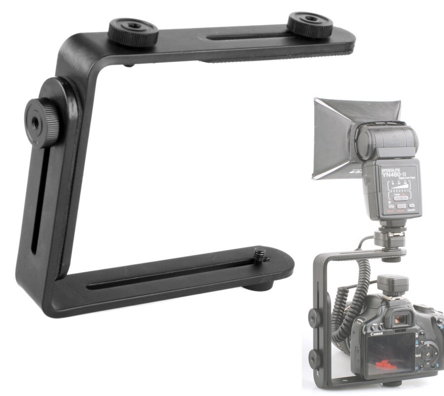Camera Flash bracket double L bracket bilateral frame dual L-shaped bracket Black