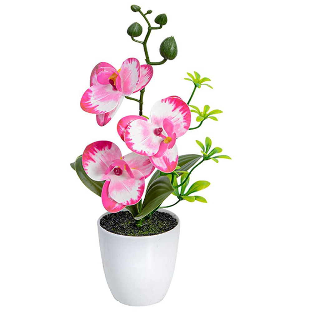 Fleur d'orchidée artificielle, fausses plantes d'orchidées, Phalaenopsis bonsaï, en pot pour l'extérieur et l'intérieur, pour le bureau, la maison, la fête de mariage, décoration intérieure: Bleu