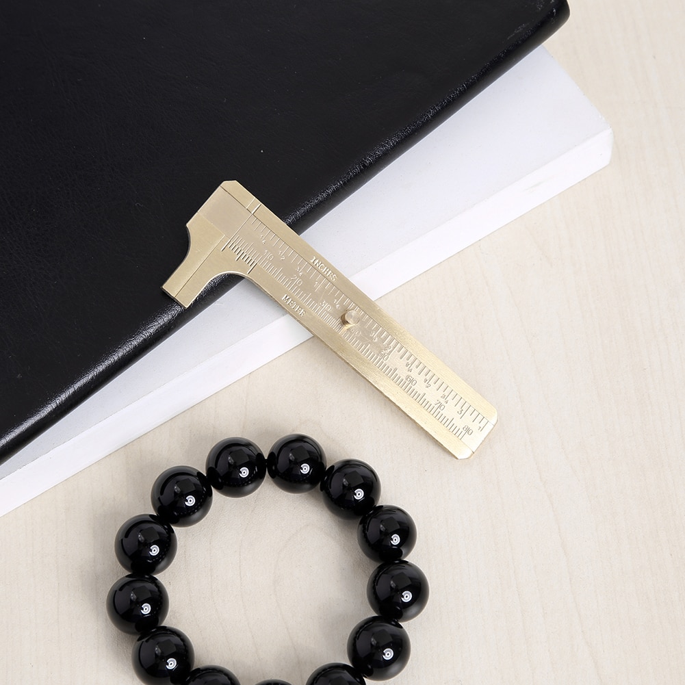 Brass Vernier Caliper mini Double Scale Sliding Gauge Pocket Portable Ruler Student Education Supplies Ruler Measuring Tool