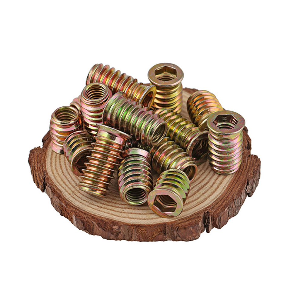 10 Stks/partij M6 M8 M10 Zinklegering Flens Hex Socket Drive Threaded Insert Noten Embedded Moer Voor Houten Meubelen