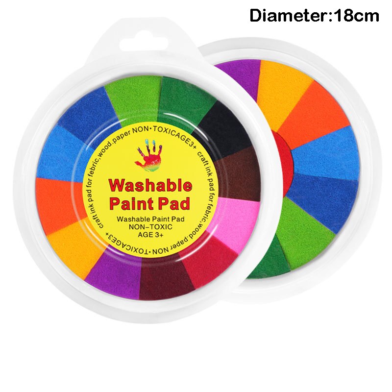 1PC 16-22CM Lots Colors Ink Pad Stamp DIY Finger Painting Craft Art Cardmaking Finger Painting Ink Pad Round Stamp Finger Print: B