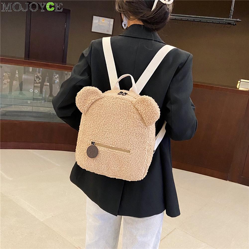 Mini sac à dos quotidien en peluche en forme d'ours pour femmes, fourre-tout Simple, tendance,