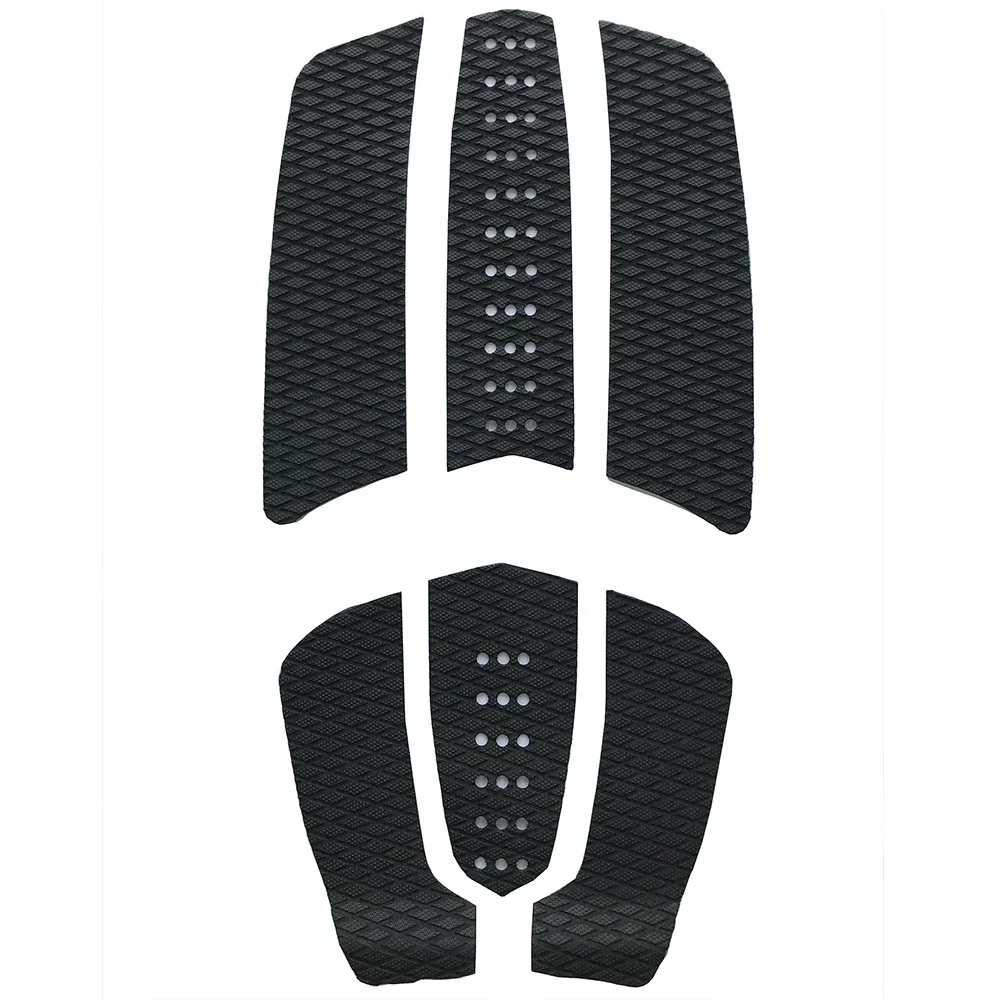 Almohadillas de 6 piezas, alfombrilla de tracción para cubierta SUP, cómoda EVA Premium con agarre para tabla de surf, almohadillas para pies con pegamento trasero de 3M, agarre antideslizante para tabla de surf: Negro