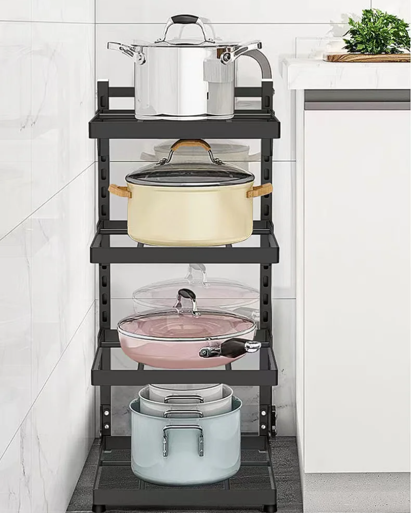 Estante organizador para fregadero de cocina, soporte ajustable para armario y ollas, soporte para sartenes multicapa para el hogar, estantes de almacenamiento para ollas y cuencos