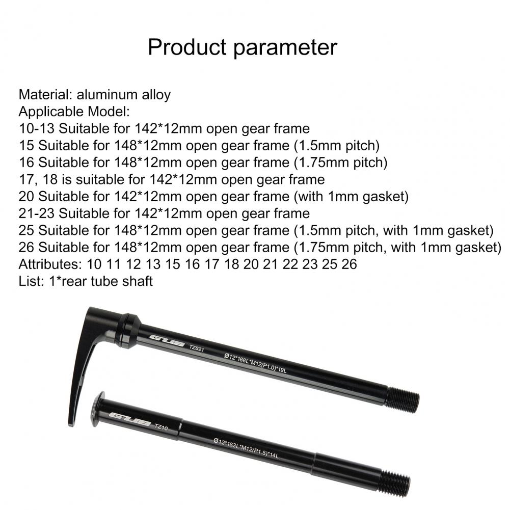 GUB Bicycle Thru Axle Bike Hubs Tube Shaft Skewers Front Rear Axle with Quick Release 175mm 171mm 168mm 185mm 195mm