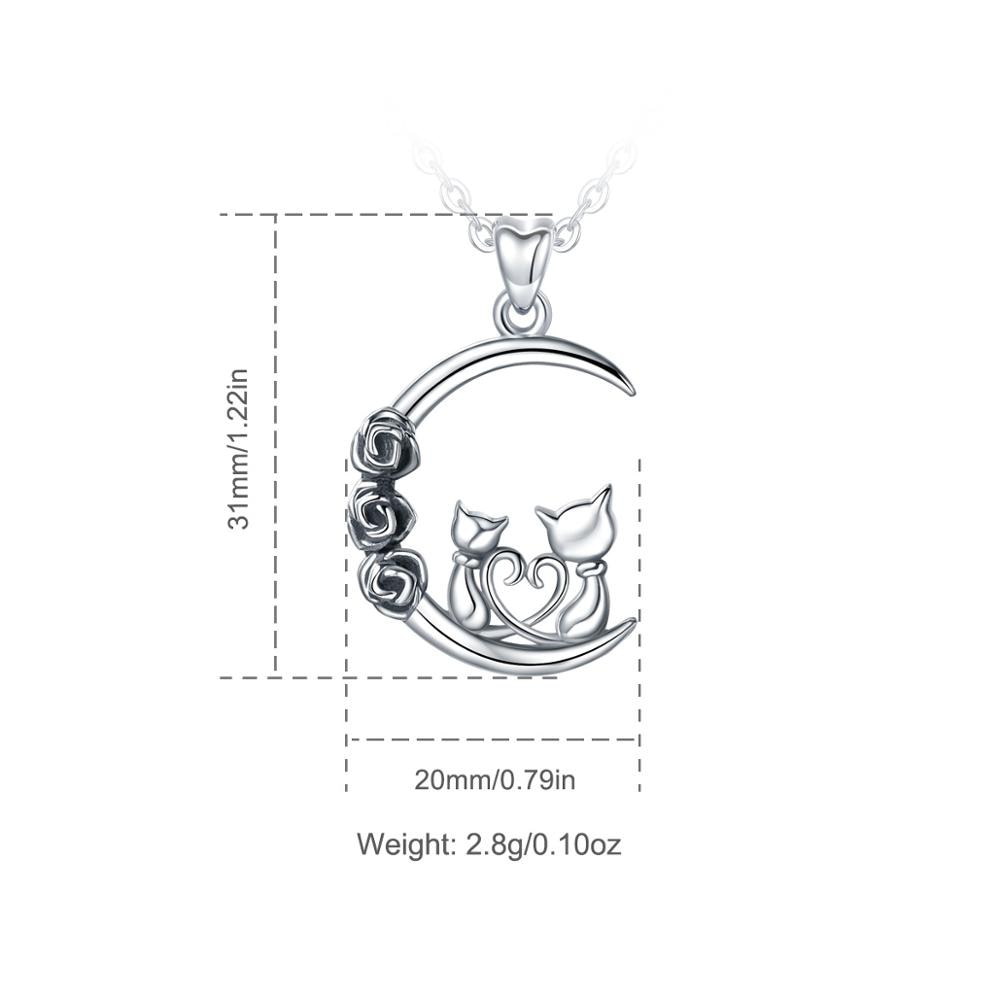 Eudora − collier pendentif en argent Sterling pour femmes, deux chats, trois roses, noir, bijoux Animal, , saint-valentin, meilleur , D483
