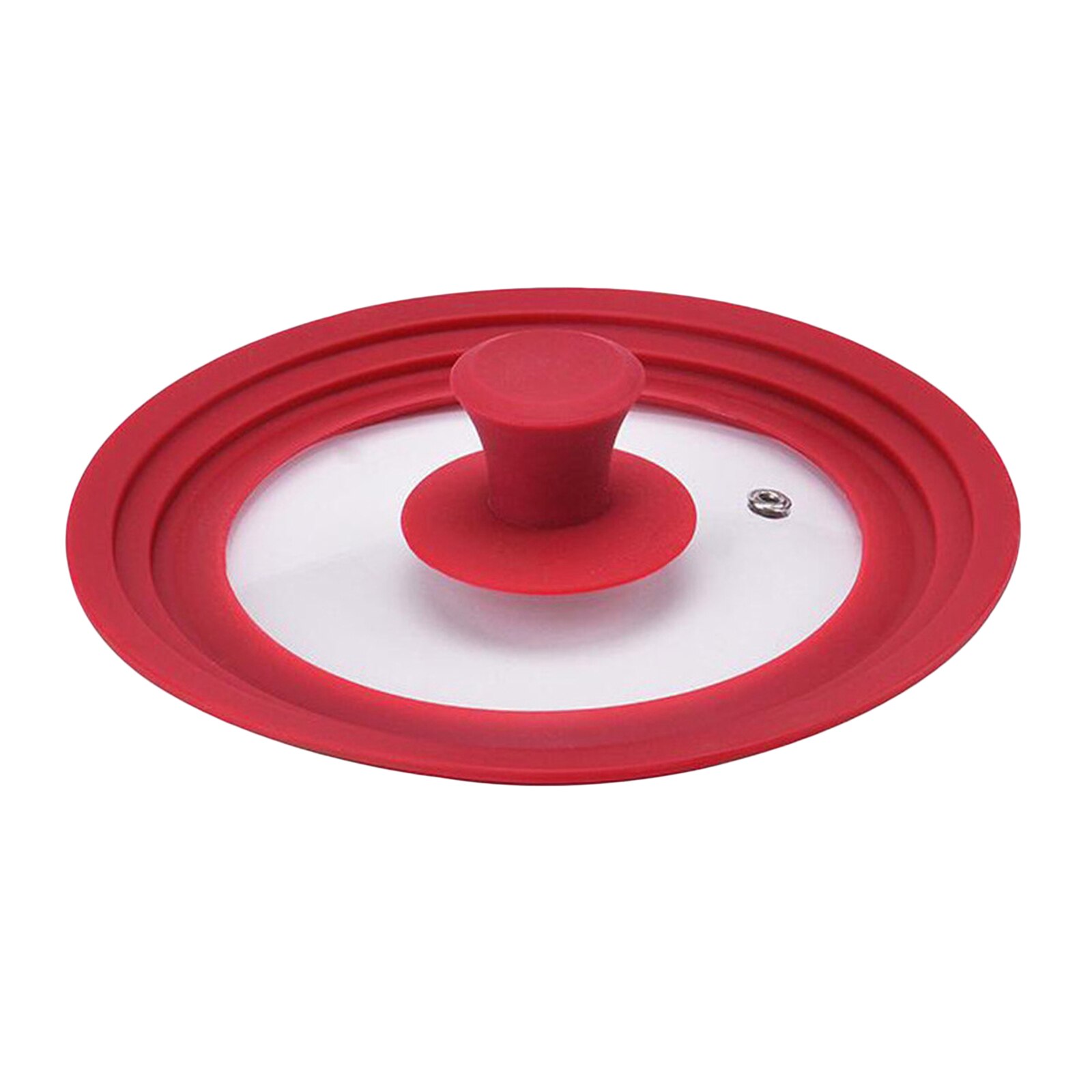 Universal Silicone Glass Pot Lid Covers for Pots Pans, Cookware Replacement Lids: Red 22cm