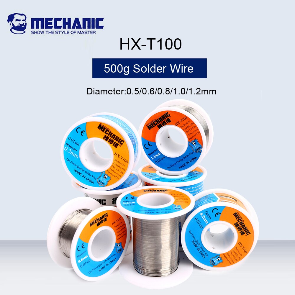 MECHANIC 500g sn63%pb37% High Purity Solder Silk Low Fusion Spot Rosin Flux Solder Wire 0.5/0.6/0.8/1.0/1.2mm For BGA Welding