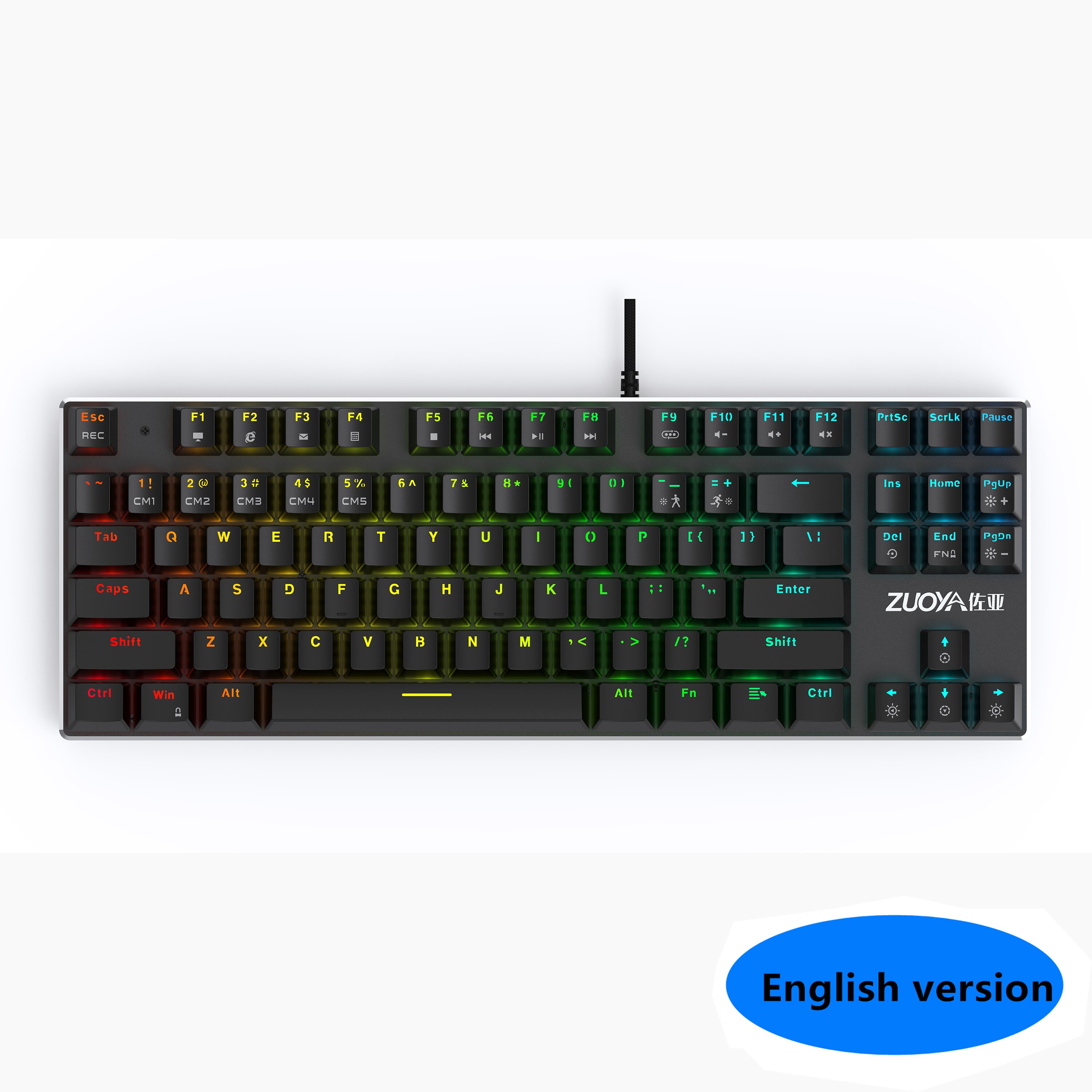 Original ZUOYA X76 Gaming Mechanical Keyboard USB Wired 87 keys with RGB Backlight Red/Blue Switch for PC Computer Gamer: X76 black RGB US / Blue Switch