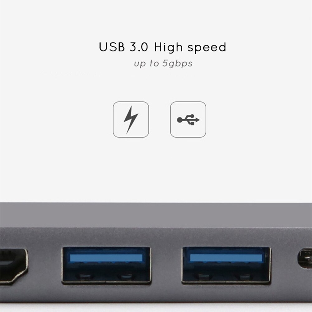 Uitbreiding Converter Adapter Coupler Type C Docking Station 5 In 1 Hub Converter 4K Hdmi-Compatibel 2 Usb 3.0 Lan RJ45 Adapter