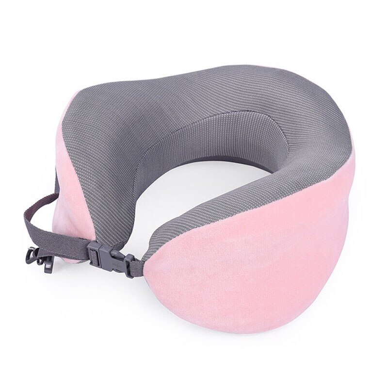 U em forma de espuma de memória pescoço travesseiros viagem travesseiro cervical macio lento rebote espaço travesseiro sólido pescoço cervical viagem acessórios: Pink