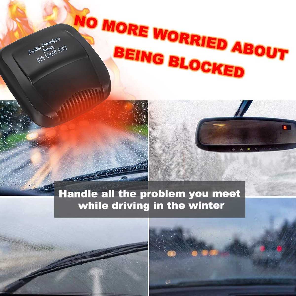 2-in-1 Car Heater Car Electric Heater Vehicle Snow Defogger Air Defroster Demister Heating & Cooling Fan With Cigarette Lighter