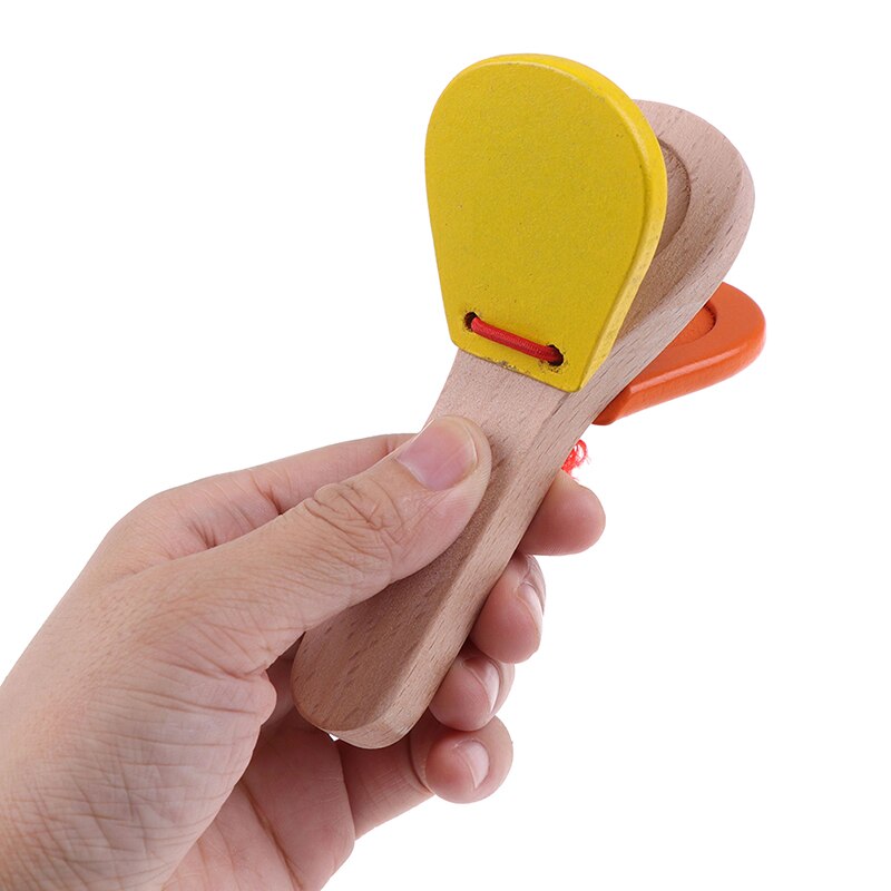 Wooden Percussion Handle Clapping Castanets Board For Baby Musical Instrument Preschool Early Educational Toys