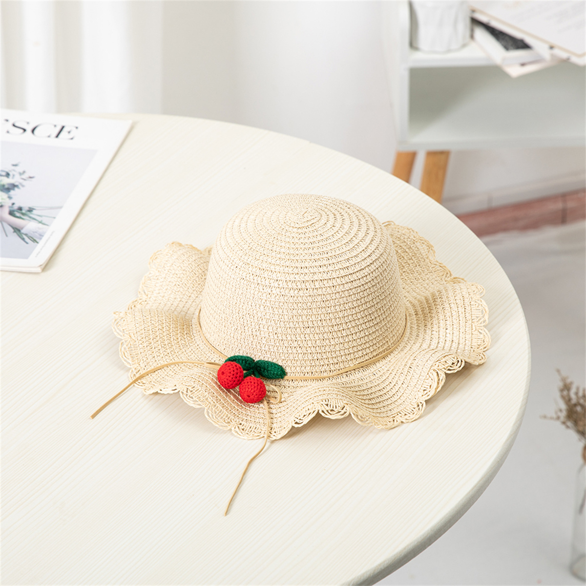 Summer Baby Flower Breathable Hat Straw Hat With Handbag Bags Kids Hat Boy Girls Sun Visor UV protection panama Hat gorras: Red