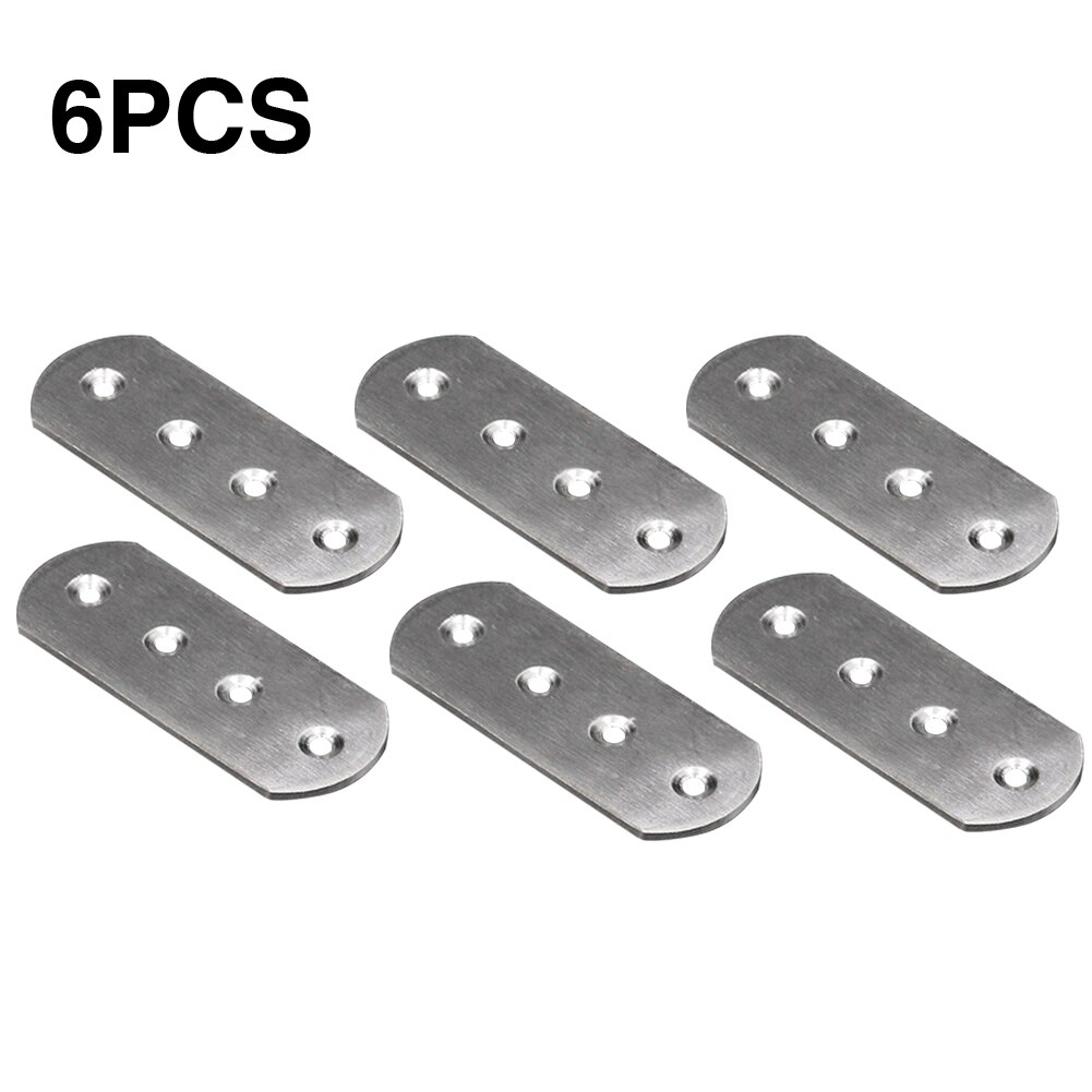 6pcs Repair Brace Plate Flat Straight Stainless Steel Widen Fixing Thicken Cabinet Hardware Joining Accessories Corner Bracket