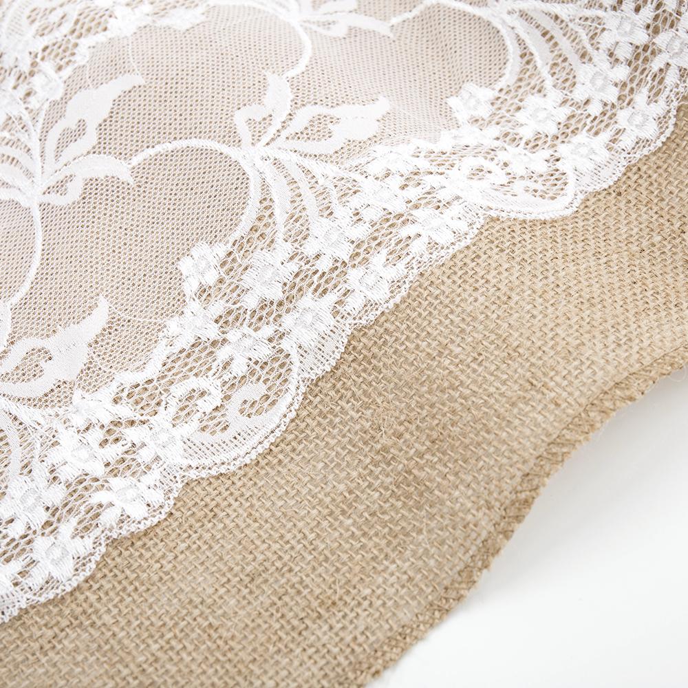 Jute bordløper burlap blonder bordduk alble løpere bryllupsfest hjemmedekorasjon duk bordløpere moderne
