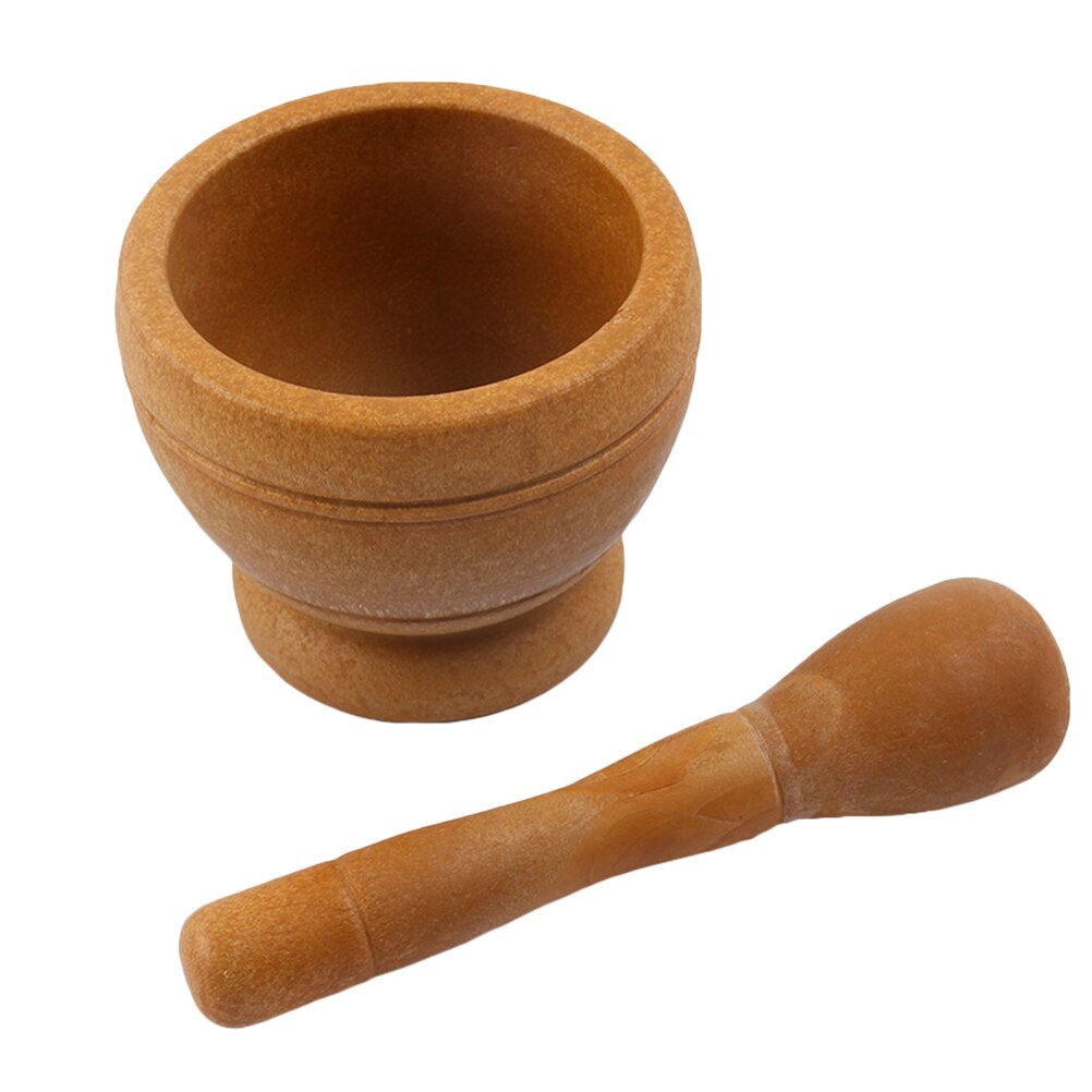Garlic Masher Garlic Jar Garlic Bowl Mashing Medicine Jar Household Multifunctional Wood Mortar & Pestle Kitchen Gadget: Wood Color